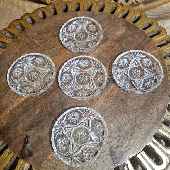 💚 Vintage glass coasters set of 5 Starburt - Picture 1 of 12